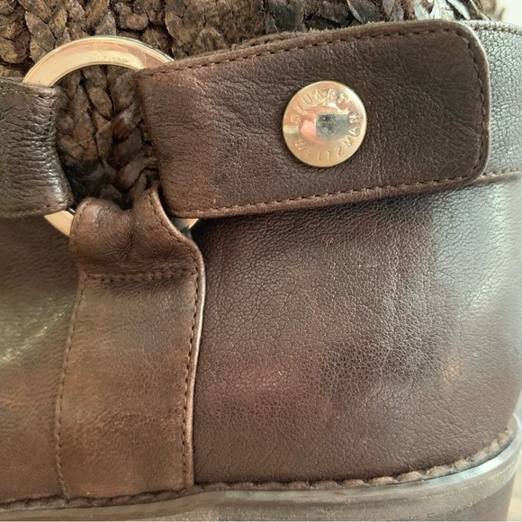 Stuart Weitzman Brown Pimlico Coated Knit Leather Mid Calf Boots/Booties - Picture 8 of 13